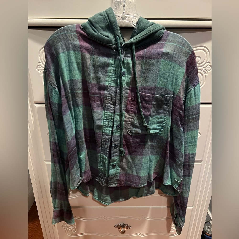 Green Hoodie Flannel